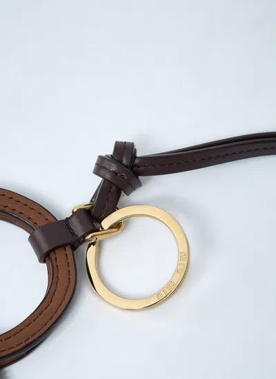 Miu Miu Leather Keyring Top Handle In Brown