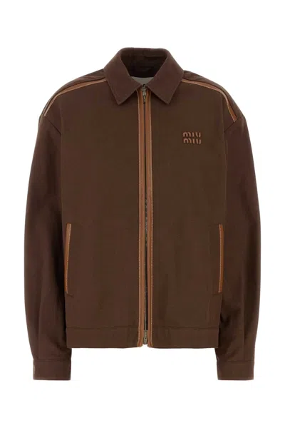 Miu Miu Women Chocolate Cotton Jacket
