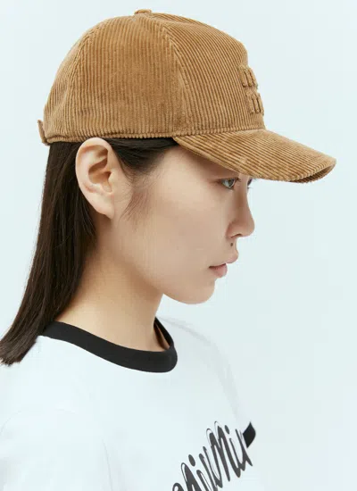 Miu Miu Women Embossed Logo Velvet Baseball Cap