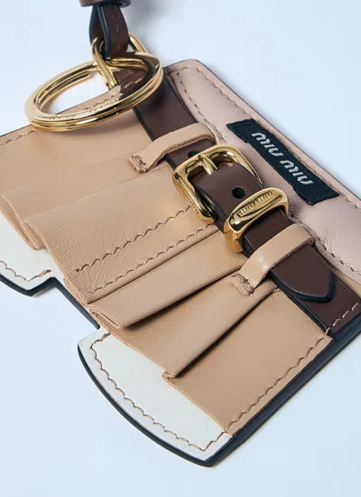 Miu Miu Grey Beige Trick Shorts Key Charm In Brown