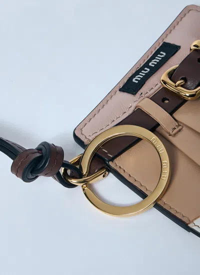 Miu Miu Grey Beige Trick Shorts Key Charm In Brown