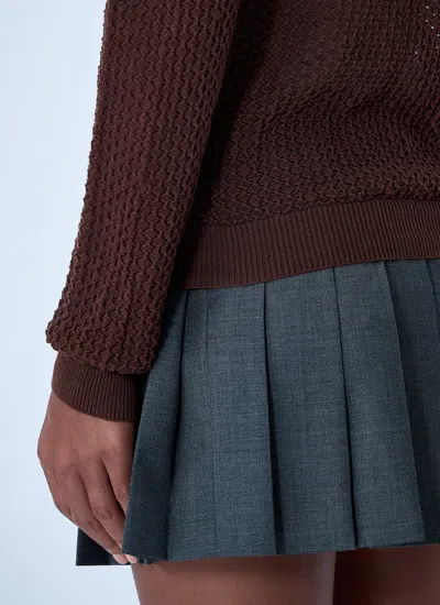 Miu Miu Women Open-knit Cardigan In Brown