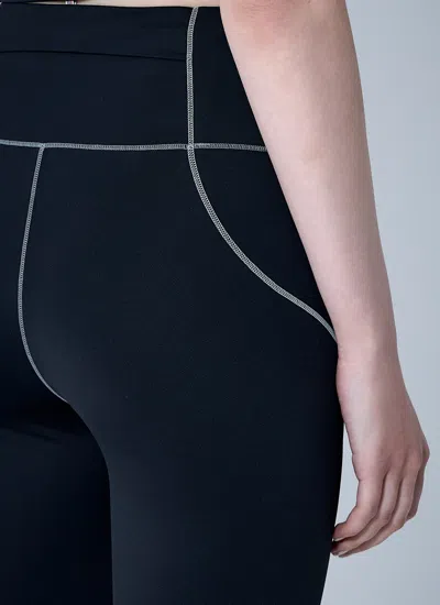 Moncler Logo Leggings Featuring Contrast Stitching In Black