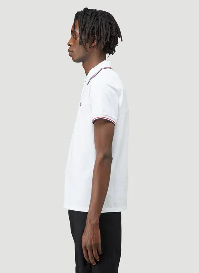Moncler Classic White Cotton Polo With Signature Tri-color Trim