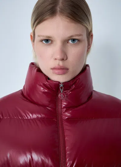 Moncler Women Abbadia Short Down Jacket In Burgundy