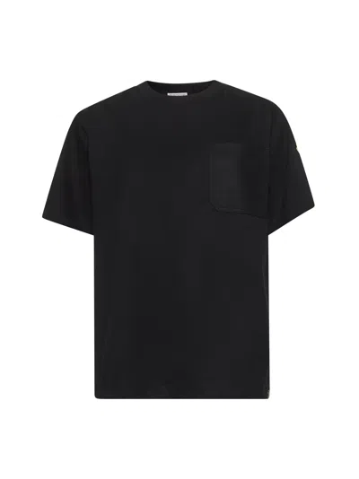 Moncler Women Black Cotton Pocket T-shirt In Black