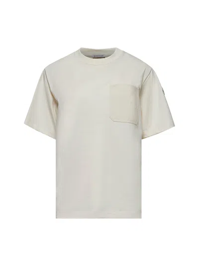 Moncler Women Ivory Cotton Pocket T-shirt In White