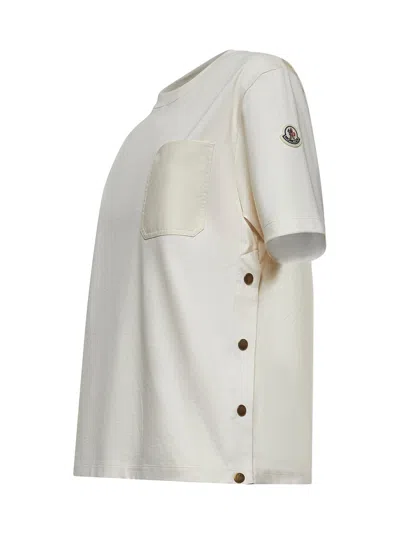 Moncler Women Ivory Cotton Pocket T-shirt In White