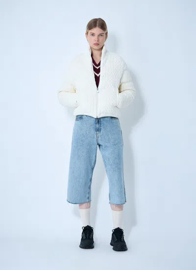 Moncler Women Padded Cabel Cardigan In Blue
