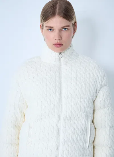 Moncler Women Padded Cabel Cardigan In Blue