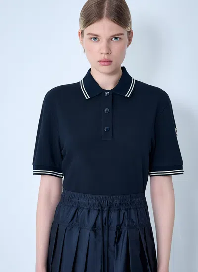 Moncler Women Piquet Polo Shirt Dress In Blue