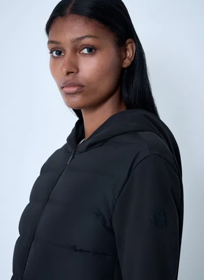 Moncler Women Quilted Hooded Cardigan In Blue