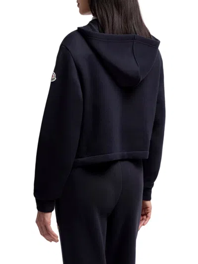 Moncler Cotton Hoodie With Knit Patch Pockets In Purple