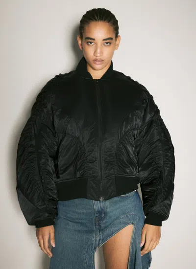 Mugler Women Satin Bomber Jacket In Black