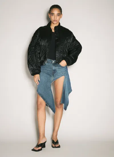 Mugler Women Satin Bomber Jacket In Black