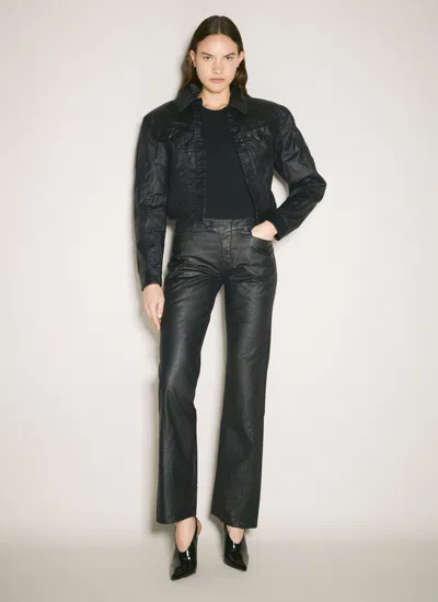 Mugler Women Waxed Straight Leg Pants In Black