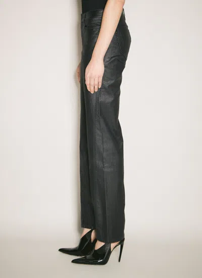 Mugler Women Waxed Straight Leg Pants In Black