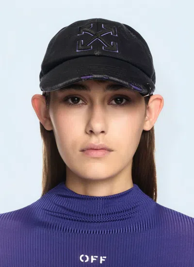 Off-white Off White Women Distressed Denim Baseball Cap