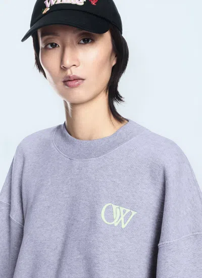 Off-white Off White Women Embroidered Ow Sweatshirt In Purple