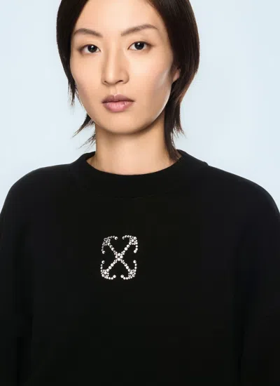 Off-white Off White Women Jewel Mini Arrow Crop Sweatshirt In Black