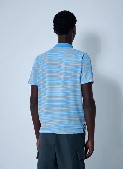 Prada Embroidered Piquet Polo Shirt In Blue