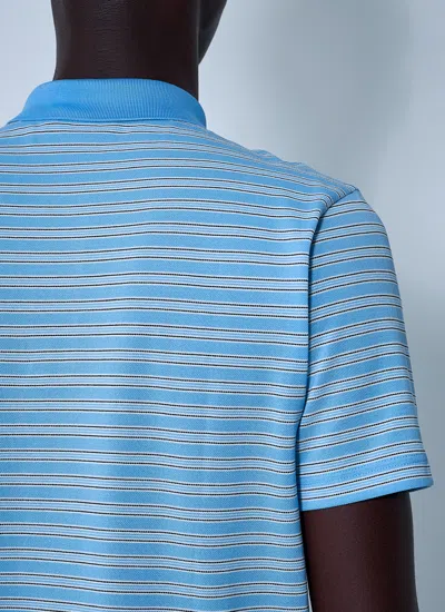 Prada Embroidered Piquet Polo Shirt In Blue