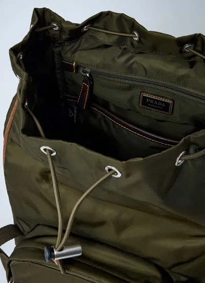 Prada Nylon Backpack With Adjustable Shoulder Straps In Green