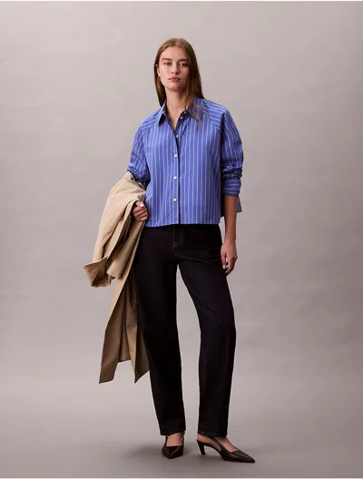 Calvin Klein Jeans Est.1978 Calvin Klein Women's Stripe Cropped Boxy Button-down Shirt