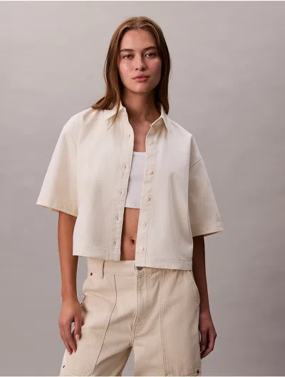 Calvin Klein Jeans Est.1978 Calvin Klein Women's Denim Cropped Relaxed Button-down Shirt