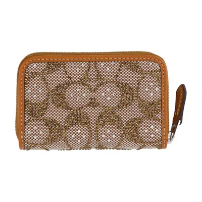 Coach Crystal Signature Small Card Case In Brown