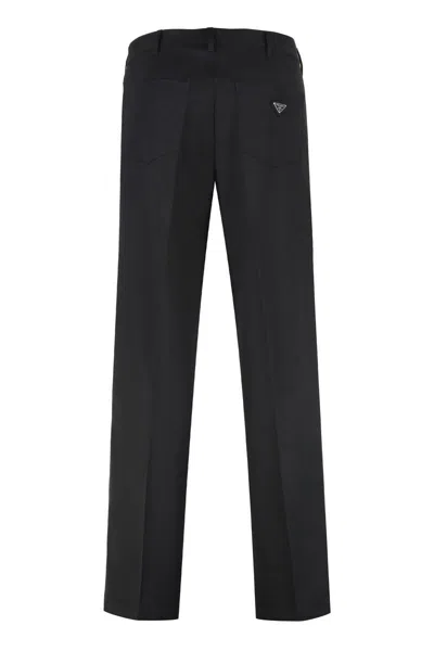Prada Virgin Wool Trousers In Black