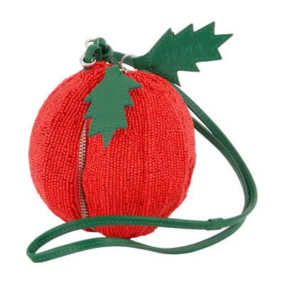 Staud Beaded Sphere Mini Bag In Red
