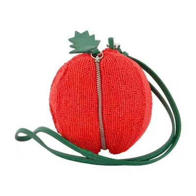 Staud Beaded Sphere Mini Bag In Red