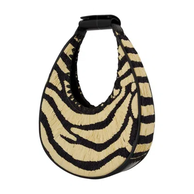 Staud Moon Zebra Raffia Shoulder Bag In Multi