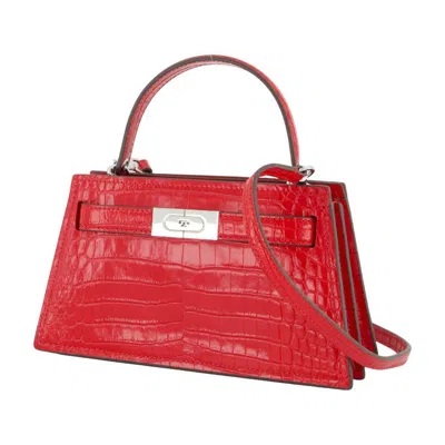 Tory Burch Small Leather Shoulder Bag Crocodile Effect In Red