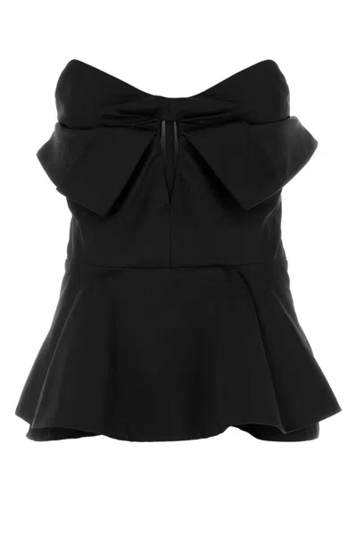 Alexander Mcqueen Silk Blend Strapless Bustier With Bow Detail In Black