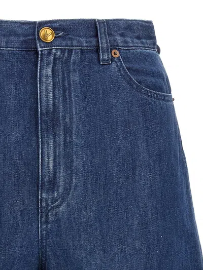 Valentino Denim Shorts With Back Pockets And Belt Loops In Blue