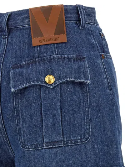 Valentino Denim Shorts With Back Pockets And Belt Loops In Blue
