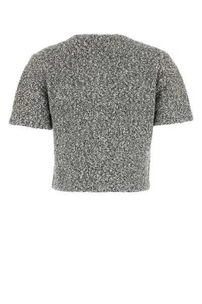 Tory Burch Two-tone Stretch Tweed Cardigan In Gray