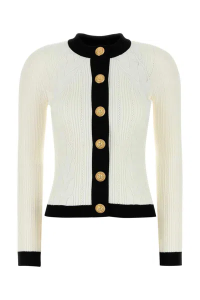 Balmain Women Ls Buttoned Torsade Knit Cardigan