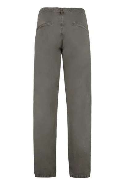 Aspesi Cotton Trousers Drawstring Waist In Gray