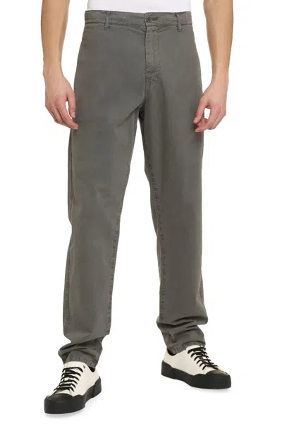 Aspesi Cotton Trousers Drawstring Waist In Gray