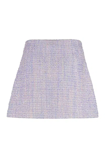 Self-portrait Knitted Mini Skirt In Gray