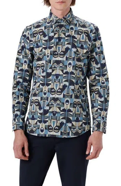 Bugatchi Classic Fit Abstract Print Stretch Cotton Button-up Shirt