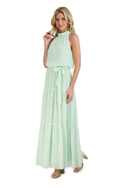 Julia Jordan Mock Neck Three Tier Maxi Dress