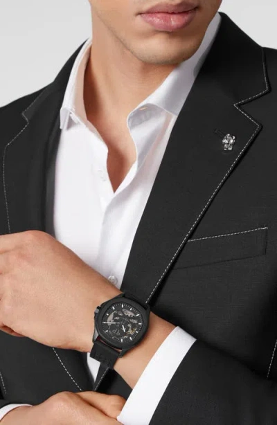 Philipp Plein Men's Automatic Skeleton Spectre Black Silicone Strap Watch 42mm