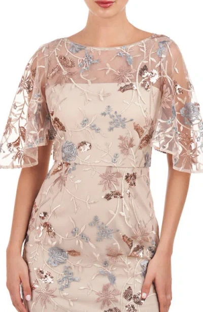 Js Collections Women's Daphne Embroidered Flutter-sleeve Gown In Neutral