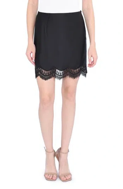 Wayf Lace Trim Satin Miniskirt