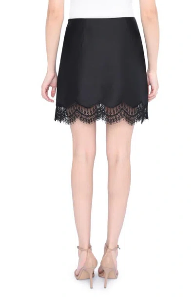 Wayf Lace Trim Satin Miniskirt