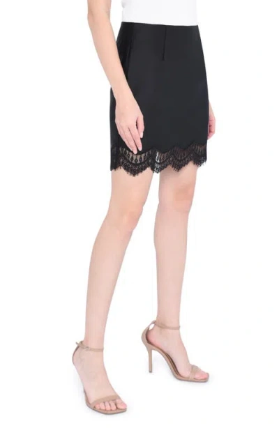 Wayf Lace Trim Satin Miniskirt